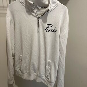 PINK Victoria's Secret White Quarter-Zip Pullover